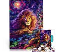 Puzzle da 1000 pezzi per adulti Leone illuminato Fatto di cartone per e da 14 anni in su giochi divertenti per famiglie ottimo regalo di Natale misurare：26x38cm/10.24 x 14.96pollice