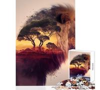 Puzzle da 1000 pezzi per adulti Leone in Africa Decorazione per la casa Giocattoli Ottimi regali e giocattoli Gioco pratico con pezzi completamente interconnessi di forma casuale (dimensioni 50x75cm)