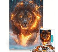 Puzzle da 1000 pezzi per adulti: Leone infuocato in inverno, gioco educativo, allena la mente e la mano, collezione d'artista, belle arti 50x75cm