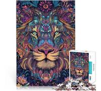 Puzzle da 1000 pezzi per adulti Leone nell'arte colorata per il giocattolo di sfida del gioco educativo Gioco educativo per compleanno e Natale 38x26cm