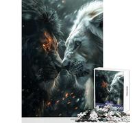 Puzzle da 1000 pezzi per adulti leone nero contro bianco giocattolo da parete ottimo regalo per giochi rilassanti giochi che migliorano l'amore tra coppie dimensioni 38x52cm