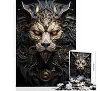 Puzzle da 1000 pezzi per adulti leone nero e oro giocattolo decorazione da parete ottimo regalo per giochi rilassanti giochi che migliorano l'amore tra coppie dimensioni 38x52cm