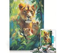 Puzzle da 1000 pezzi per adulti "Leonessa e i suoi cuccioli" gioco interattivo attività per genitori e figli ideale come regalo per tutta la famiglia 38x52cm