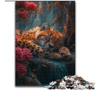 Puzzle da 1000 pezzi per adulti, leopardo addormentato, in legno, regalo perfetto per compleanni, vacanze, decorazioni per feste spaziali, 1000 pezzi(50x75cm)