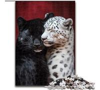 Puzzle da 1000 pezzi per adulti, leopardo bianco e nero, 50x75cm, per feste, compleanni e serate di giochi in famiglia