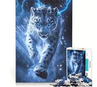 Puzzle da 1000 pezzi per adulti leopardo delle nevi con fulmine gioco impossibile analisi e logica per rafforzare l'amore tra le coppie 38x52cm