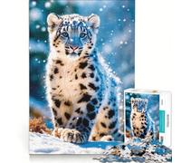 Puzzle da 1000 pezzi per adulti leopardo delle nevi nella neve gioco impossibile analisi e logica rafforza l'amore tra le coppie 38x26cm
