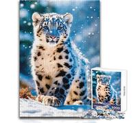 Puzzle da 1000 pezzi per adulti Leopardo delle nevi nella neve Perfetto per le ore di svago tranquille Giocattolo da gioco di alta qualità con taglio preciso Dimensioni 50x75cm