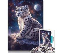 Puzzle da 1000 pezzi per adulti "Leopardo delle nevi sotto la luna", 1000 pezzi, giocattoli, giochi educativi, antistress, migliora l'amore tra coppie (38x26cm)