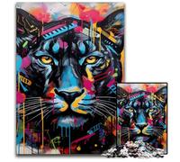 Puzzle da 1000 pezzi per adulti, leopardo nero, puzzle in legno ad alta difficoltà, rompicapo per adolescenti, 50x75CM/19,68x29,52 pollici