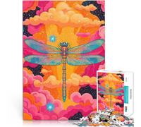 Puzzle da 1000 pezzi per adulti Libellula psichedelica Difficile da completare ma divertente e umoristico Decorazione della casa 38x26cm