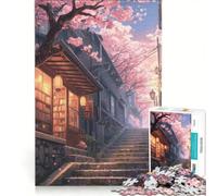 Puzzle da 1000 pezzi per adulti, libreria giapponese, arte delle scale di ciliegio, giocattolo educativo, divertente e umoristico, per migliorare l'amore tra le coppie 50x75cm