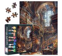 Puzzle da 1000 pezzi per adulti, libreria inondata dal sole con libri e piante verdi, opera d'arte come decorazione da parete per il soggiorno, pezzi lisci e privi di polvere, 50,5 x 70,5 cm