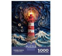 Puzzle Da 1000 Pezzi Per Adulti Lighthouse in The Storm Puzzle Per Adulti Gioco Rompicapo Regalo Di Compleanno Regali Di Compleanno E Unici 52x38cm/1000pcs