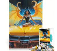 Puzzle da 1000 pezzi per adulti: Lilith demoniaca su un'auto gialla all'inferno, gioco interattivo, attività divertenti da fare a casa, gioco dal design accattivante 50x75cm