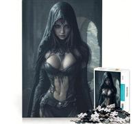 Puzzle da 1000 pezzi per adulti "L'incantatrice oscura in nero", gioco per famiglie, decorazione per la casa, adatto per la scrivania 50x75cm