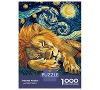 Puzzle Da 1000 Pezzi Per Adulti Lion Sleeping Under Starry Night Sky Puzzle Per Adulti Giochi Rilassanti Corsa Di Velocità Delle Mani Regalo Di Compleanno, Regali, 38x26cm/1000pcs