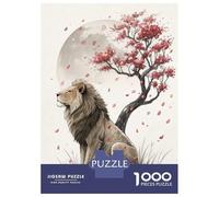 Puzzle Da 1000 Pezzi Per Adulti Lion Under A Cherry Blossom Tree Puzzle Per Adulti Giochi Rilassanti Ma Divertenti E Umoristici Difficile E Stimolante 52x38cm/1000pcs