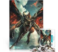 Puzzle da 1000 pezzi per adulti L'ira del drago Difficile da completare ma divertente e umoristico con poster abbinato e foglio di quiz 52x38cm