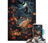 Puzzle da 1000 pezzi per adulti "Lo sguardo del lupo al chiaro di luna" Gioco educativo e stimolante ideale come regalo divertente e spiritoso per compleanni (dimensioni 75x50cm)