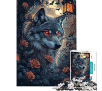 Puzzle da 1000 pezzi per adulti "Lo sguardo del lupo al chiaro di luna" gioco stimolante giocattolo per famiglie antistress ottimo regalo per gli amanti dei giochi (dimensioni 75x50cm)