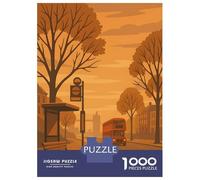 Puzzle Da 1000 Pezzi Per Adulti London Bus Stop Illustration Puzzle Per Adulti Gioco Rompicapo Difficile Compleanno E Natale 38x26cm/1000pcs