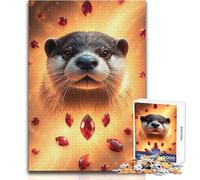 Puzzle da 1000 pezzi per adulti, lontra granata, storione, rilassati durante il tempo libero, taglio netto, giocattolo ad incastro senza cuciture, dimensioni 38x52cm