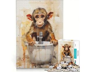 Puzzle da 1000 pezzi per adulti L'ora del bagnetto della scimmia giocattolo fai da te passatempo per le vacanze a casa compleanni e altre occasioni 38x26cm