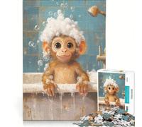 Puzzle da 1000 pezzi per adulti "L'ora del bagnetto della scimmia" gioco educativo difficile ideale come regalo di compleanno o per occasioni speciali 38x52cm