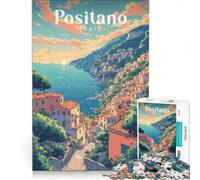 Puzzle da 1000 pezzi per adulti L'ora d'oro su Positano, giochi per famiglie, passatempo ideale per le vacanze a casa, compleanno e Natale 50x75cm