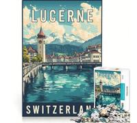 Puzzle da 1000 pezzi per adulti, Lucerna in Svizzera, gioco rompicapo, decorazione per la casa, compleanno e Natale 38x52cm