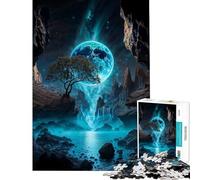 Puzzle da 1000 pezzi per adulti luna al neon cascata oasi stimola l'esercizio mentale decorazione perfetta gioco rompicapo adatto dai 14 anni in su (38x52cm)