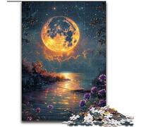 Puzzle da 1000 pezzi per adulti, Luna colorata in legno, Capodanno, regalo per le feste, 50x75cm, coinvolgente attività di gioco per la famiglia
