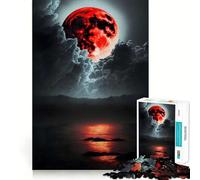 Puzzle da 1000 pezzi per adulti "Luna di Sangue che Nasce" con bordi perfetti,gioco stimolante per la mente,gioco di ozio,illustrazione di una scena natalizia 38x26cm