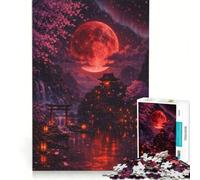 Puzzle da 1000 pezzi per adulti "Luna di sangue sulla valle dei ciliegi", gioco rompicapo, regalo di compleanno, adatto come decorazione da scrivania 38x52cm