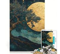 Puzzle da 1000 pezzi per adulti, Luna e albero dorati, gioco rilassante, assemblaggio di motivi, lista dei desideri con Babbo Natale 50x75cm