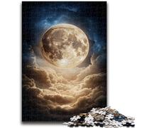 Puzzle da 1000 pezzi per adulti "Luna piena dorata" per trascorrere il tempo in casa, con pezzi completamente interconnessi e di forma casuale, 26x38cm