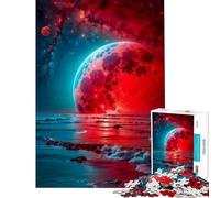 Puzzle da 1000 pezzi per adulti "Luna Rossa e il Mare" Aiuta ad allenare il cervello e a migliorare la memoria Gioco educativo per maggiori di 14 anni 50x75cm