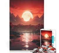 Puzzle da 1000 pezzi per adulti luna rossa giapponese gioco impossibile analisi e logica per rafforzare l'amore tra le coppie 38x26cm