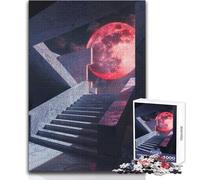 Puzzle da 1000 pezzi per adulti Luna rossa nascente Rilassante e tranquillo Divertimento al chiuso Gioco da taglio preciso Dimensioni giocattolo 38x26cm