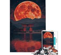 Puzzle da 1000 pezzi per adulti Luna Rossa sopra Torii - Puzzle per ragazzi giocattolo decorativo da parete regalo perfetto per gli appassionati di videogiochi (dimensioni 50x75cm)