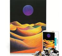 Puzzle da 1000 pezzi per adulti Luna viola sulle dune disegno a pastello gioco impossibile analisi e logica per rafforzare l'amore tra le coppie 38x26cm