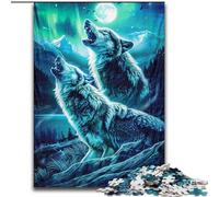 Puzzle da 1000 pezzi per adulti "Lupi che ululano sulla montagna" in legno, perfetto per decorare la casa o l'ufficio, ideale come regalo di Natale(1000 pezzi, 50x75cm)