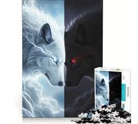 Puzzle da 1000 pezzi per adulti, Lupi doppi, Luce e Oscurità, Gioco per famiglie, Rilassante e stimolante per la mente, Per rafforzare l'amore tra le coppie 38x26cm