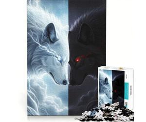 Puzzle da 1000 pezzi per adulti, Lupi doppi, Luce e Oscurità, Gioco per famiglie, Rilassante e stimolante per la mente, Per rafforzare l'amore tra le coppie 38x26cm