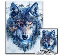 Puzzle da 1000 pezzi per adulti, lupo acquerello, puzzle in cartone, giochi educativi, migliora l'amore tra coppie dai 14 anni in su, 26x38cm