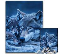 Puzzle da 1000 pezzi per adulti, lupo addormentato, puzzle in legno, giocattolo educativo intellettuale decomprimente, ottimo regalo per adulti e adolescenti, 50x75cm