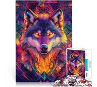 Puzzle da 1000 pezzi per adulti Lupo al neon Aiuta il cervello ad allenare i giocattoli che creano dipendenza per coltivare la pazienza Regalo divertente 38x26cm