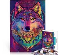 Puzzle da 1000 pezzi per adulti Lupo al neon Giocattoli che creano dipendenza e sfidano l'intelligenza del cervello Adatto alle coppie 52x38cm