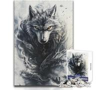 Puzzle da 1000 pezzi per adulti, lupo alfa con occhi luminosi, giocattolo, gioco intellettuale ma divertente e umoristico, regalo di compleanno, dimensioni 38x26cm